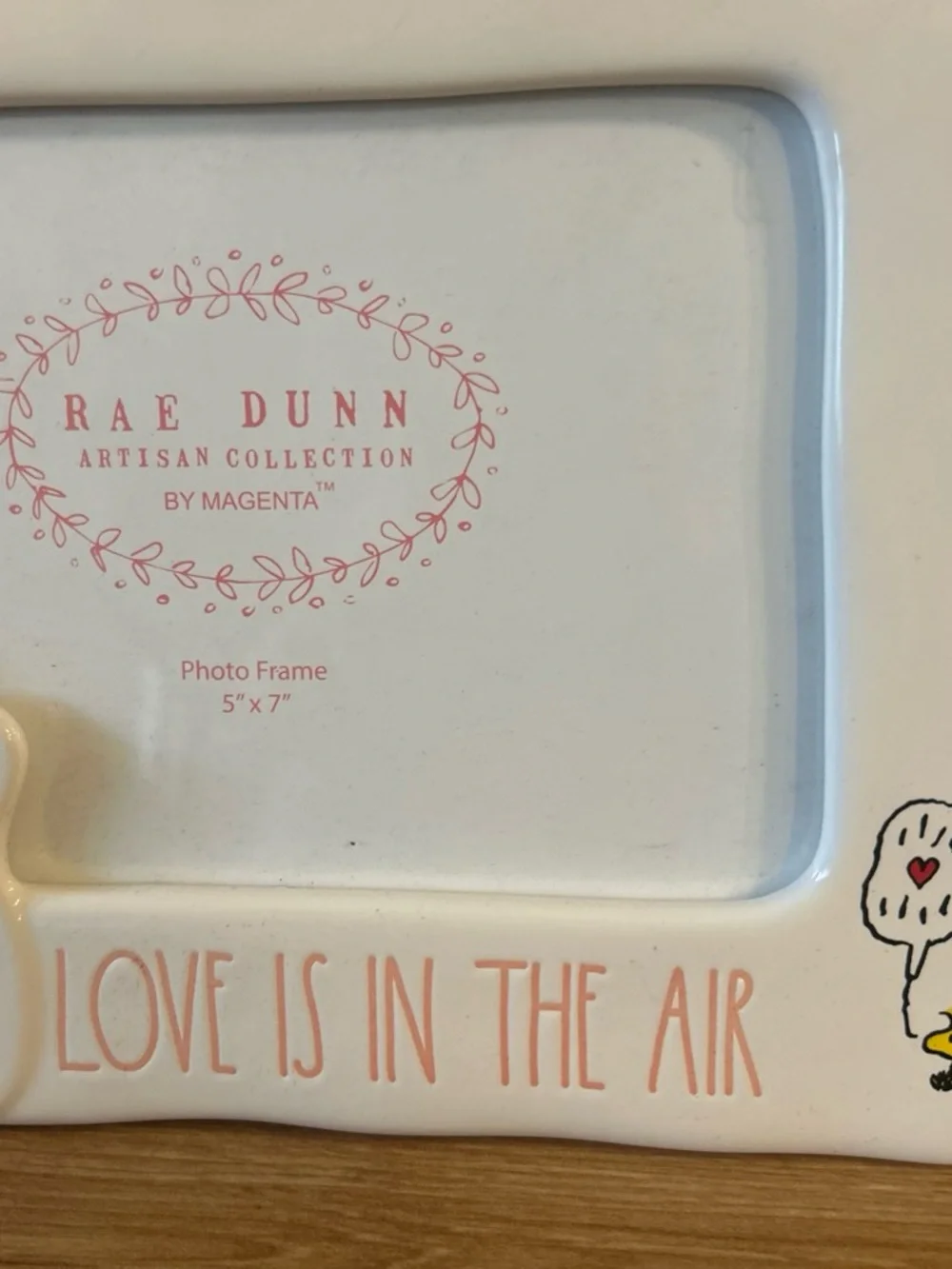 Rae Dunn x Peanuts Charlie Brown & Snoopy Ceramic Picture Frame 5”x7”